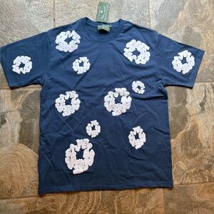 Men's Navy Graphic Tee with White Floral Rings